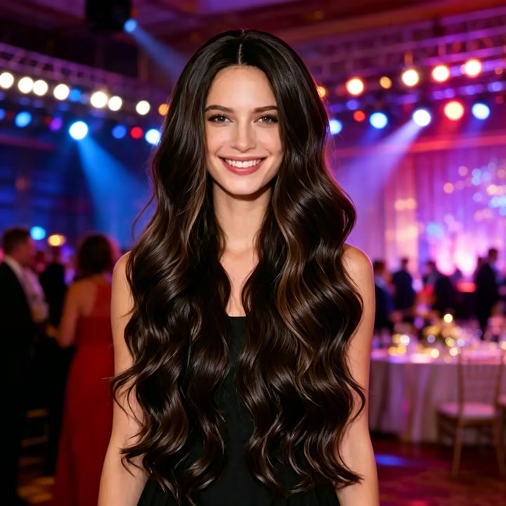 Cabelo Peruca Marrom Escuro Natural | Ondulação Preservada e Fácil de Usar