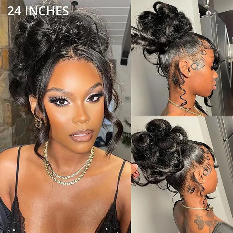 Perucas 360 Lace Wigs Body Wave Invisi-Band Transparent Lace Frontal de Cabelo Humano