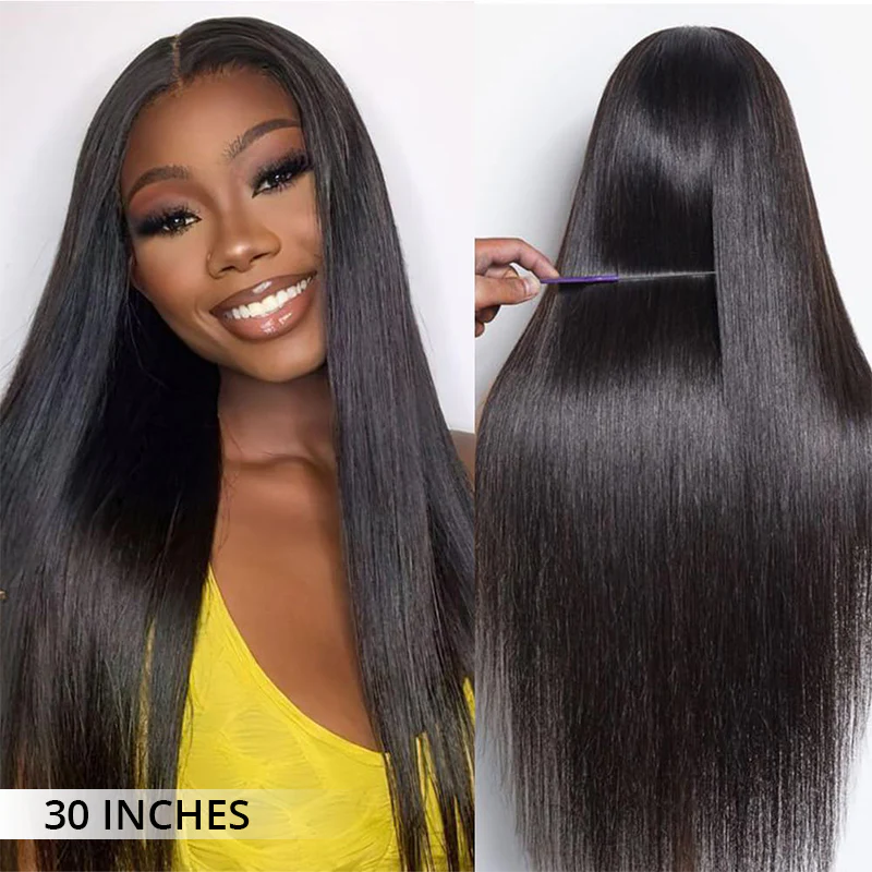 Peruca Frontal de Renda 360 Lisa Pré-Cortada e Sem Cola Com Faixa Invisível em Cabelo Humano e Linha Capilar Natural