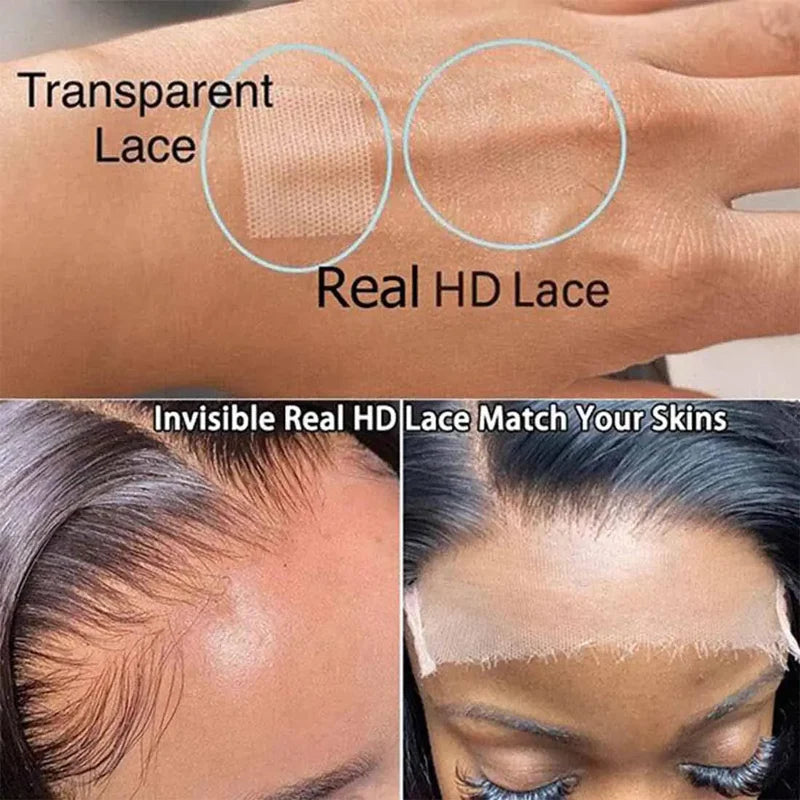 Natural liso Peruca de Cabelo Humano Transparente Indetectável Com Frente de Renda 13x4