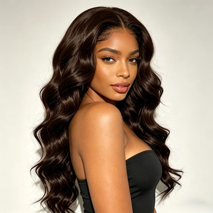 Cabelo Peruca Marrom Escuro Natural | Ondulação Preservada e Fácil de Usar