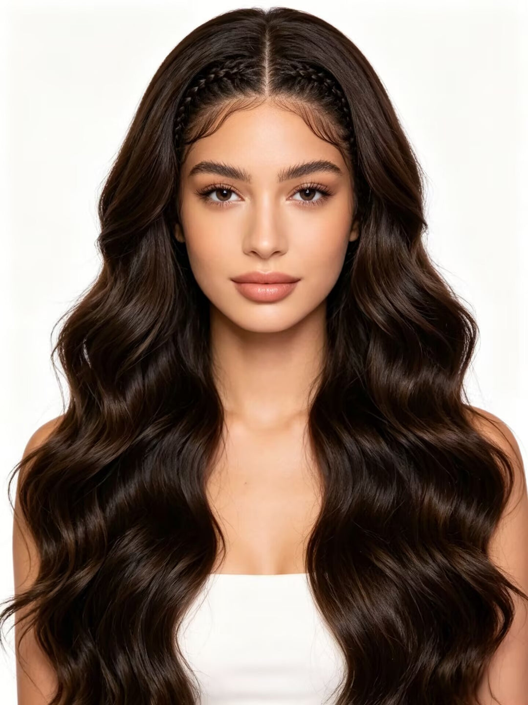 Cabelo Peruca Marrom Escuro Natural | Ondulação Preservada e Fácil de Usar