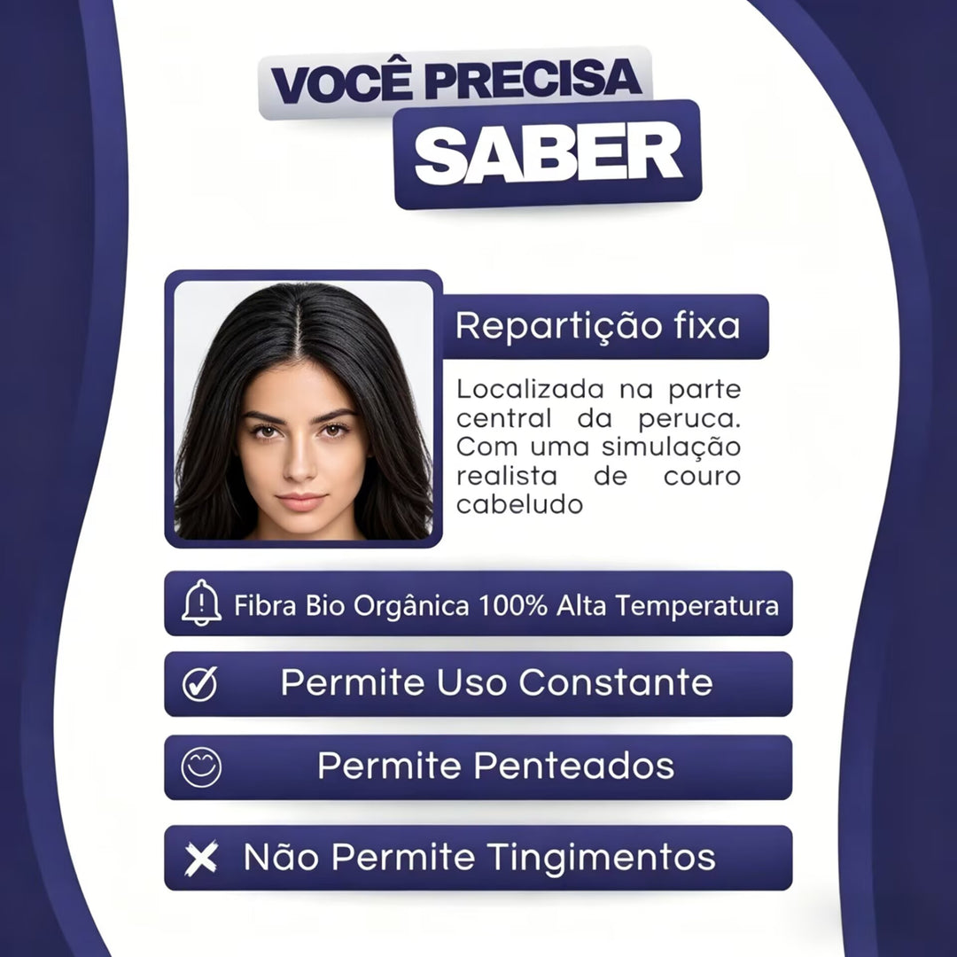 Cabelo Peruca Marrom Escuro Natural | Ondulação Preservada e Fácil de Usar