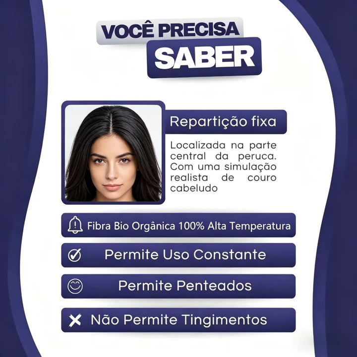 Cabelo Peruca Marrom Escuro Natural | Ondulação Preservada e Fácil de Usar