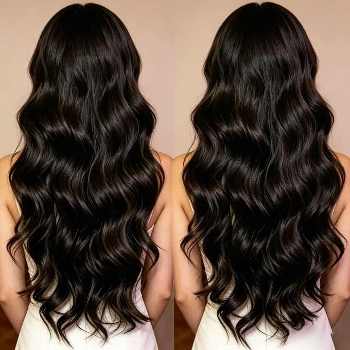 Cabelo Peruca Marrom Escuro Natural | Ondulação Preservada e Fácil de Usar