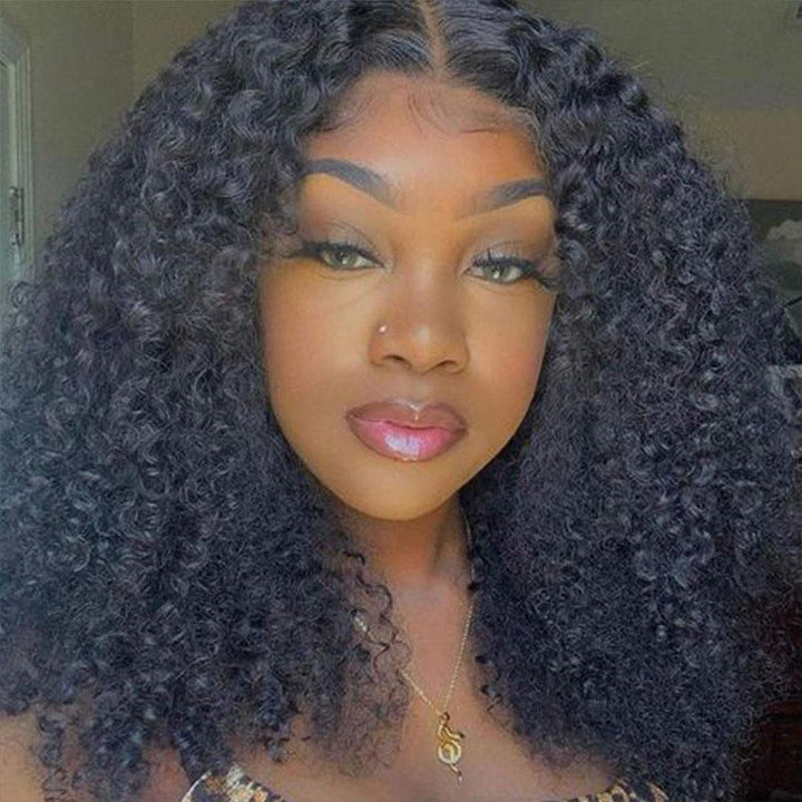 Cabelo Virgem Jerry Curly Grau 12A 3 Maços com Frontal de Cabelo Humano