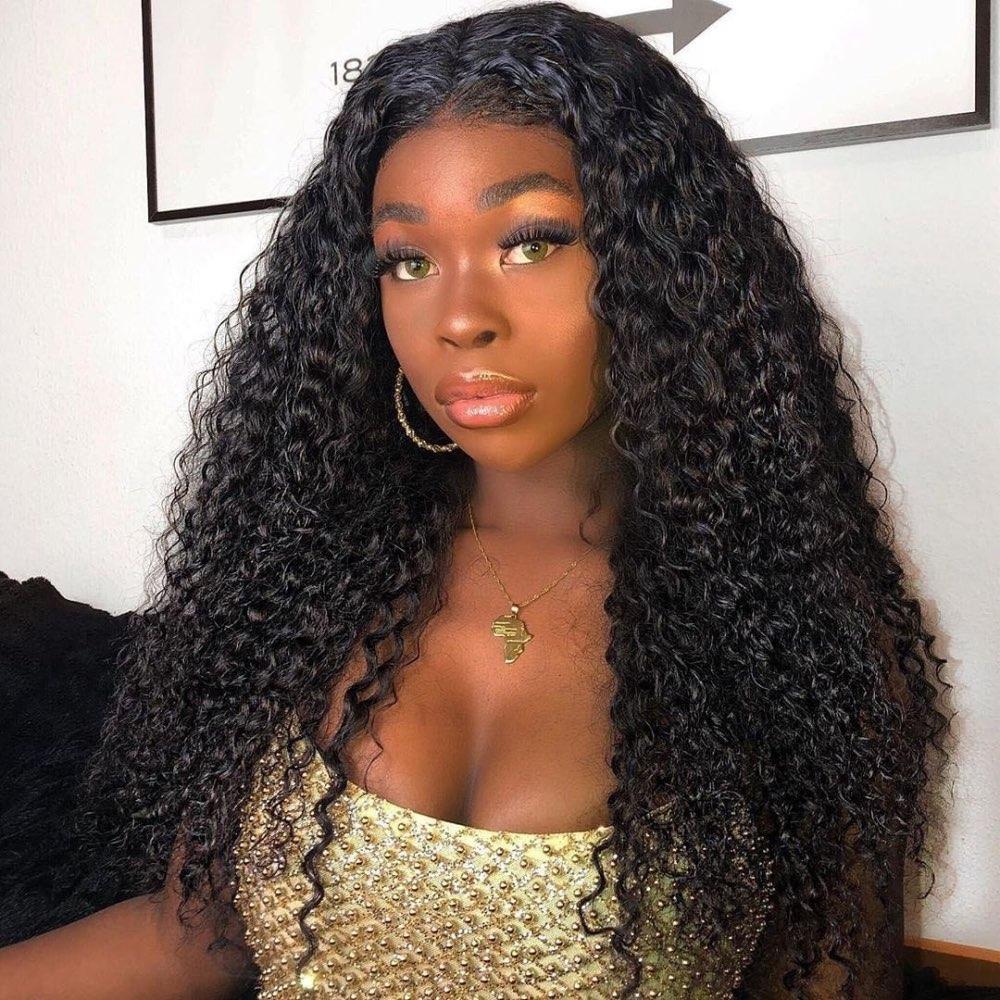Cabelo Virgem Jerry Curly Grau 12A 3 Maços com Frontal de Cabelo Humano