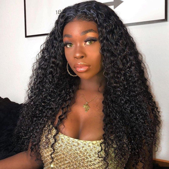 Cabelo Virgem Jerry Curly Grau 12A 3 Maços com Frontal de Cabelo Humano