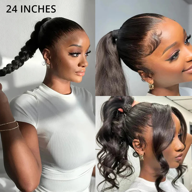 Perucas 360 Lace Wigs Body Wave Invisi-Band Transparent Lace Frontal de Cabelo Humano