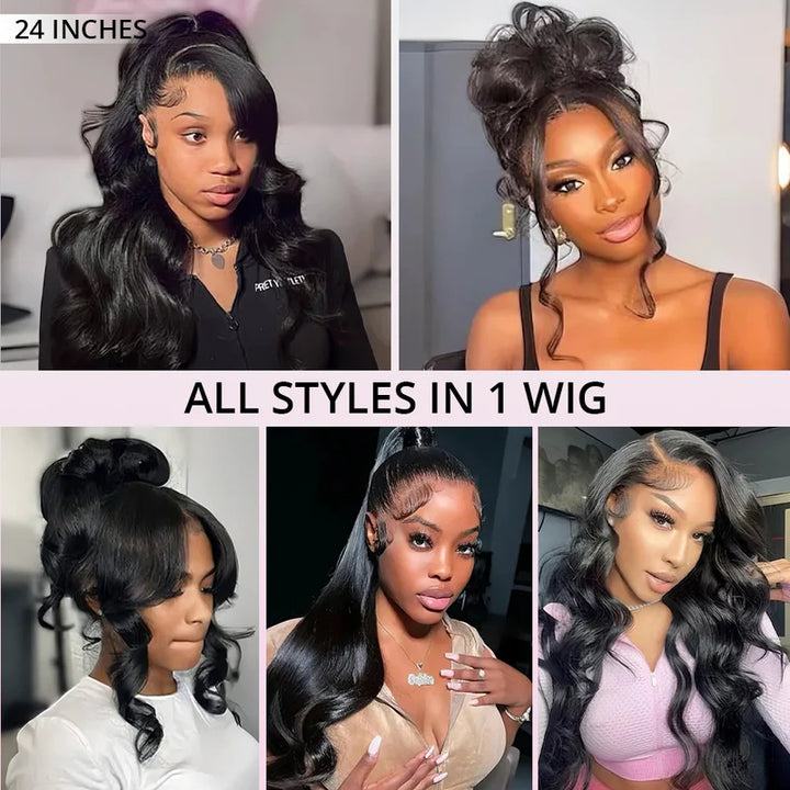 Perucas 360 Lace Wigs Body Wave Invisi-Band Transparent Lace Frontal de Cabelo Humano