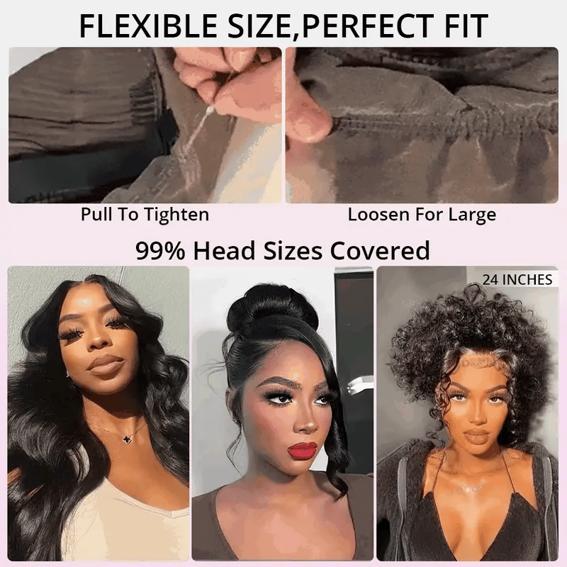 Perucas 360 Lace Wigs Body Wave Invisi-Band Transparent Lace Frontal de Cabelo Humano