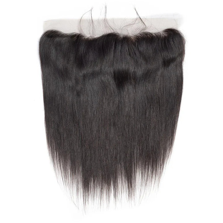 Cabelo Humano Liso 3 Maços com Lace Frontal 13x4 Preto Natural