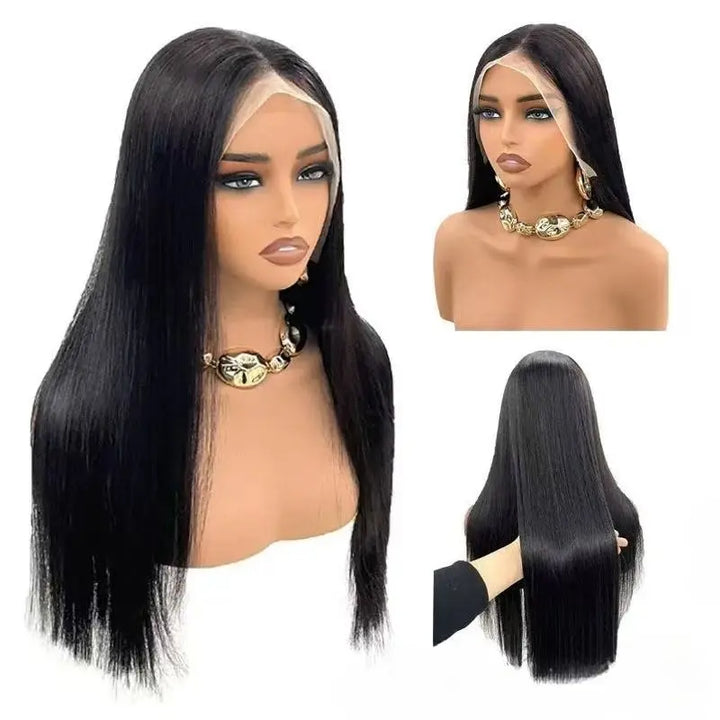 Humano Zlike Peruca de Cabelo Humano Ocidental de 60cm 13*4 Lace Front Wig Cabelo Liso Natural Conjunto Comple