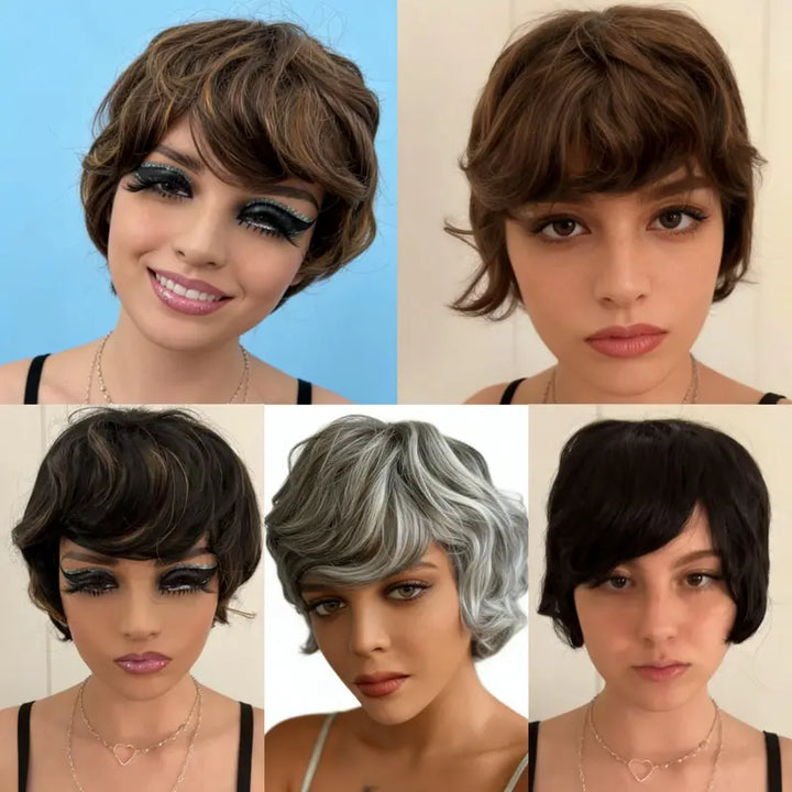Cabelo Humano 26cm 5 Cores Disponíveis Peruca de Cabelo Humano Real 26cm, Cores Naturais e Degradê