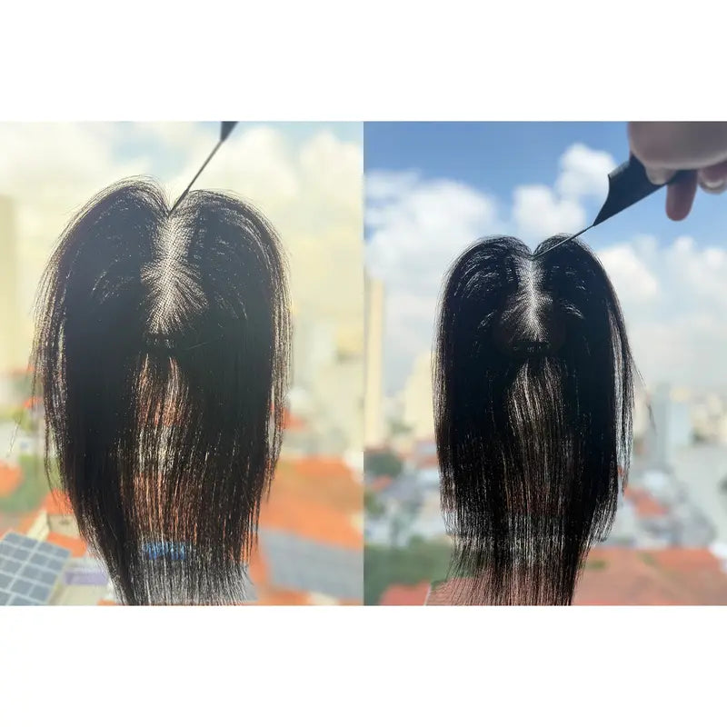 50g x 25cm Versão Espessa Aprimorada Aplique Com Topo Alto Para Mais Volume Toupee Feminina Fios de Hair Natu