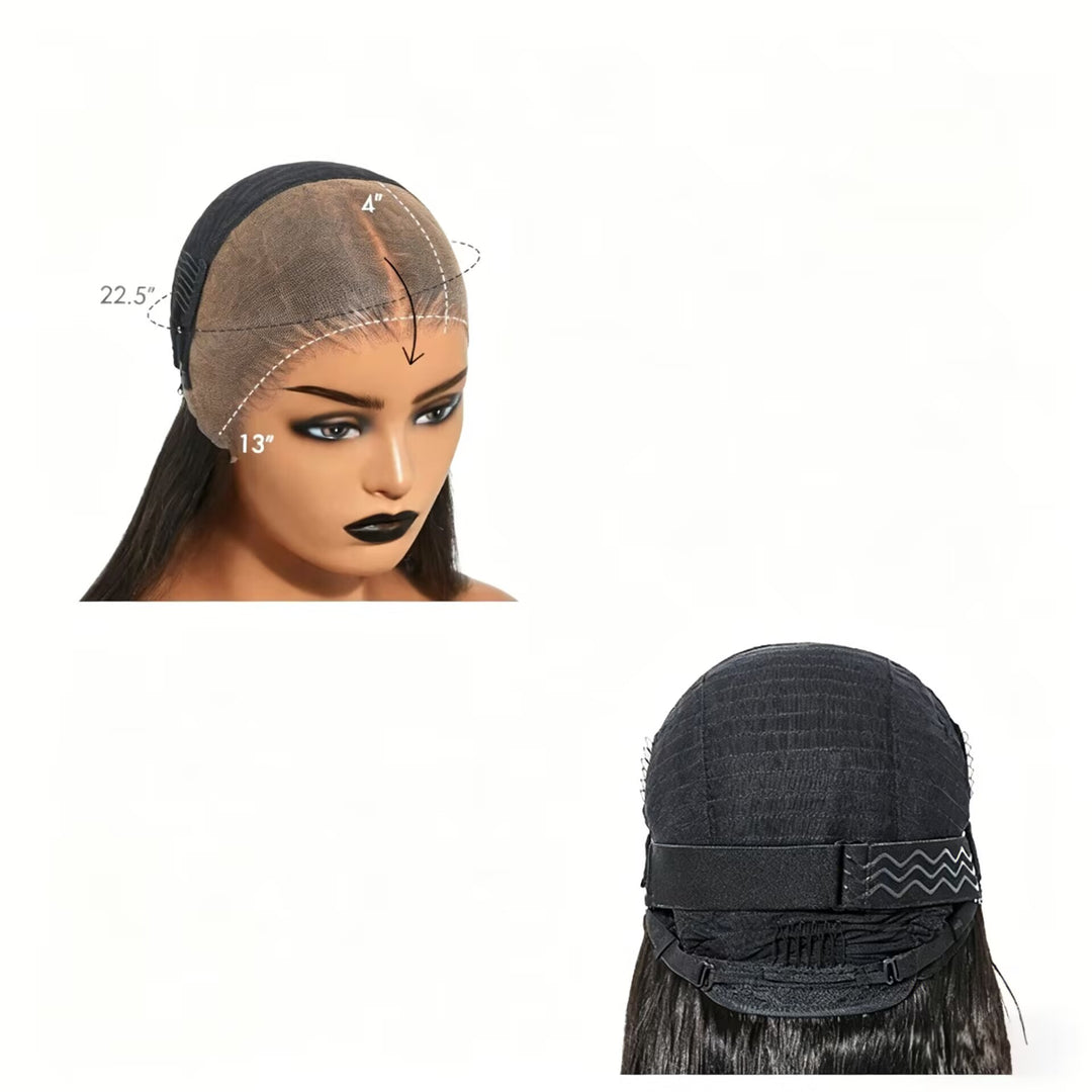 Peruca Longa Com Mechas Loiras, Lisa e Sedosa, Com Frontal de Renda 13x4, Sem Cola e Pré-Cortada