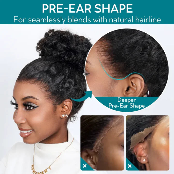 Peruca 360 Full Lace Sem Cola Cabelo Humano Virgem Ondulado Preto com Mechas Ajuste Invisível com Cordão, Fácil de Usar